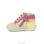 Kickers bonzip-2 bege rosa amarelo V24TH768 crianças - Image 5