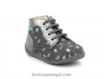 Kickers bonzip-2 cinza escuro impresso V24TH771 crianças