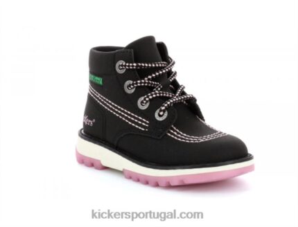 Kickers kickrally20 preto rosa V24TH820 crianças