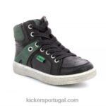 Kickers Lowell preto verde V24TH974 crianças